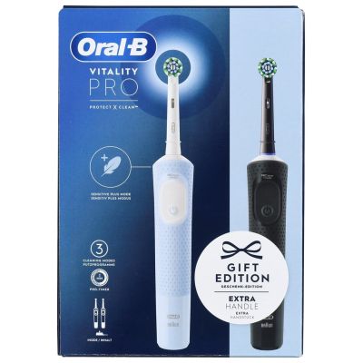 15. Oral-B Vitality Pro Duo Rote, pulsierende Zahnbürste für Erwachsene, Schwarz, Blau, Weiß