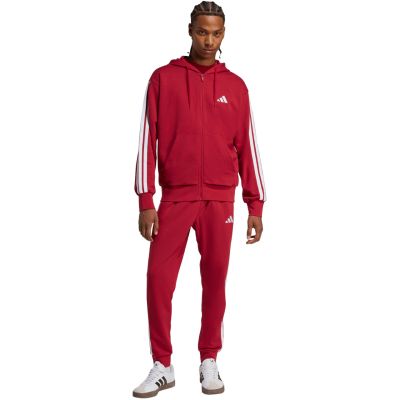 6. adidas Essential 3-Streifen Herrenhose aus French Terry, burgunderrot, KR2702