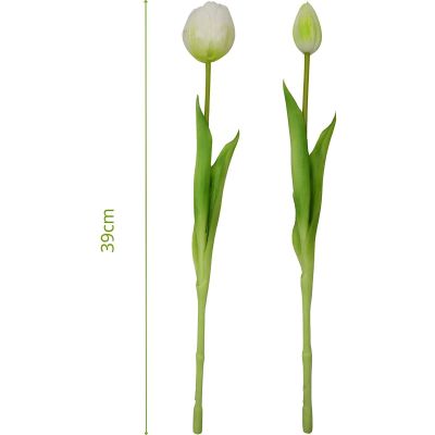 13. Strauß aus 5 weißen Pfingstrosen-Tulpen, 39 cm, naturgetreue Frühlingsdekoration