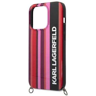 5. Karl Lagerfeld Color Stripes Strap Case für iPhone 14 Pro - Rosa