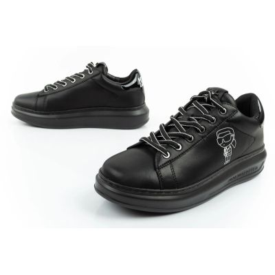 8. Karl Lagerfeld Herrenschuhe Sneaker Kapri aus naturfarbenem Leder, schwarz