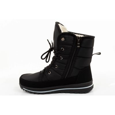 3. Progress Damen-Winterstiefel, schwarze gefütterte Schneestiefel mit Schaffellfutter