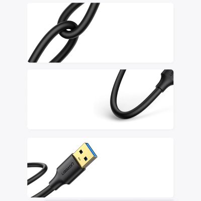 8. Ugreen US128 90576 USB-A 3.0 / USB-A 3.0 5Gb/s Kabel 3m – Schwarz