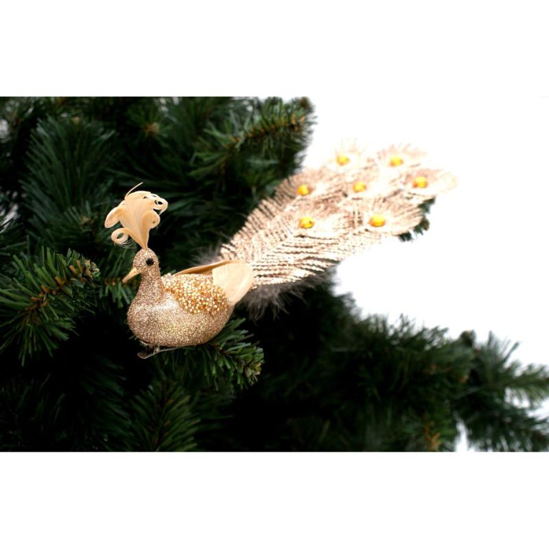 8. Dekorativer Pfau auf einer goldenen Kugelklemme
