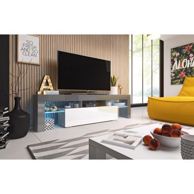 TORO 158 TV-Schrank, grau/weiß glänzend