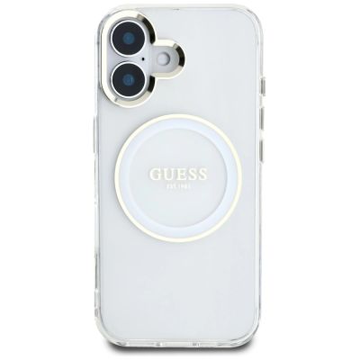 3. Guess IML Metal Colored Circle Classic Logo MagSafe Hülle für iPhone 16 - Weiß