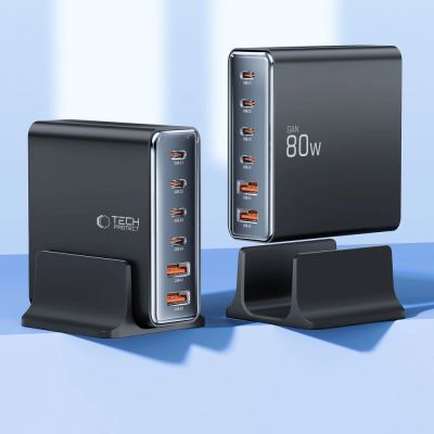 3. Tech-protect DC80W-GAN 6-PORT PD80W/QC3.0 Ladestation – Schwarz