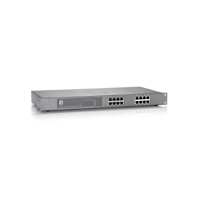 6. LevelOne FEP-1612 Netzwerk-Switch, unmanaged Fast Ethernet (10/100), PoE-Unterstützung, Grau