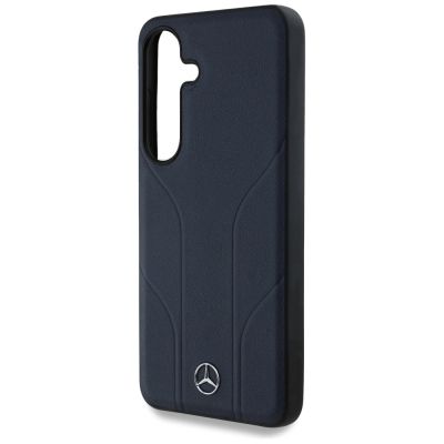 6. Mercedes Leather Debossed Lines MagSafe Case für Samsung Galaxy S25 - Blau