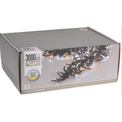 4. WEIHNACHTSBAUMBELEUCHTUNG LICHTERKETTE 3000 LED TIMER KALTWEISS UND WARMWEISS