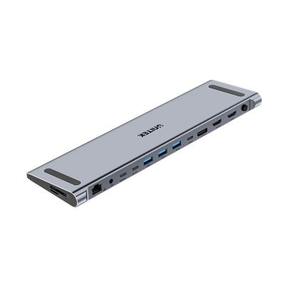 2. UNITEK KVM-Dockingstation mit 2x HDMI, 1x DP 4K, USB-C, MST, HDMI 2.0 und Standfuß