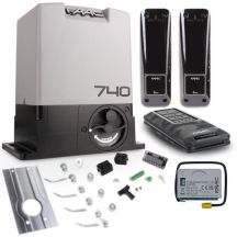 FAAC DELTA-2-FDS/KIT Schiebetorantrieb Starterkit (740 Antrieb mit eingebauter 740D Steuerung, XP20D Lichtschrankensatz (Sender + Empfängerpaar), XF-FDS/433-868 Funkkommunikationsmodul, XT2-FDS Fernbedienung, Satz mit 2 Endschaltern)