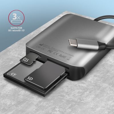 3. Axagon CRE-S3C Kartenleser USB 3.2 Gen 1 (3.1 Gen 1) Typ-C Grau