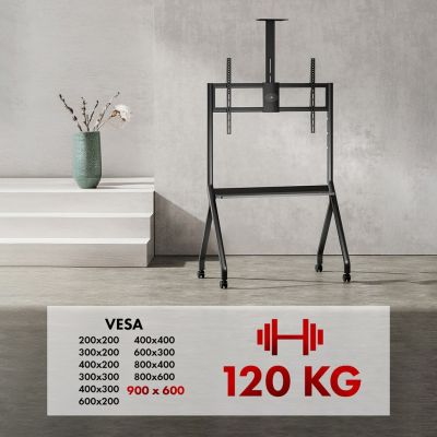 22. MACLEAN TV-Wagen mit Kameraablage, auf Rollen, 55–100 Zoll, max. Traglast 120 kg/10 kg Ablage, max. VESA 900 x 600, MC-114 B
