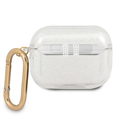 2. Guess, GUAPUCG4GT AirPods Pro Cover Transparent Glitter Collection