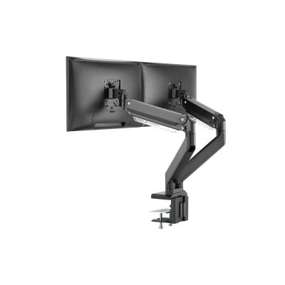 6. Doppelter Schreibtischarm mit 2xLCD-Klemme mit Gasfeder, max. 2x35" und 15 kg