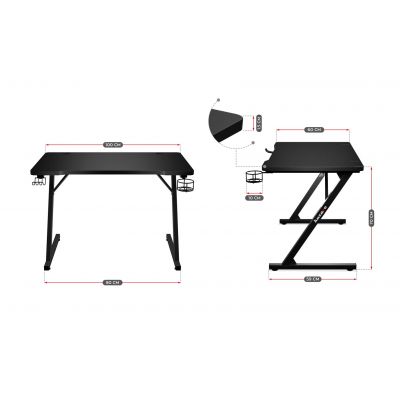 7. Huzaro Hero 1.8 Schwarzer Gaming-Schreibtisch