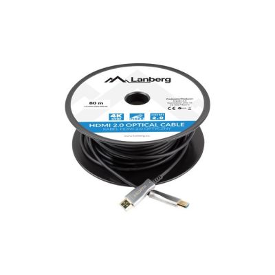 9. LANBERG HDMI-KABEL M/M V2.0 80M OPTISCH AOC CA-HDMI-20FB-0800-BK