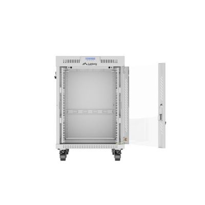 8. 19" 15U 600x800 LCD-Einbauschrank mit grauer Glastür, Lanberg (Flat Pack) V2