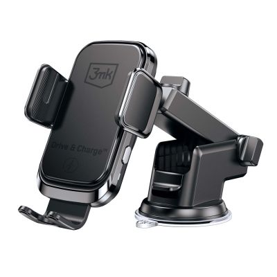 6. 3mk Drive & Charge Autotelefonhalterung für Kühlergrill/Fenster/Cockpit mit induktivem Ladegerät – Schwarz