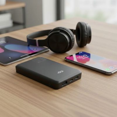 6. EVERACTIVE Powerbank 10000 mAh, 1x USB, 2x USB-C, 20 W, QC4+, LCD-Display, Schwarz EB-11QB