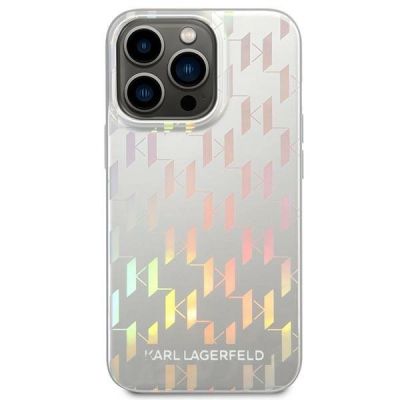 2. Karl Lagerfeld Monogram Iridescent Hülle für iPhone 14 Pro – Silber
