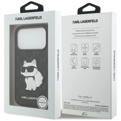 8. Karl Lagerfeld Saffiano Mono Patch Choupette Case für iPhone 18 Pro / 17 Pro – schwarz