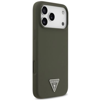 4. Guess Silikonhülle mit Dreieck-Logo und MagSafe-Funktion für iPhone 17 Pro Max – Grün