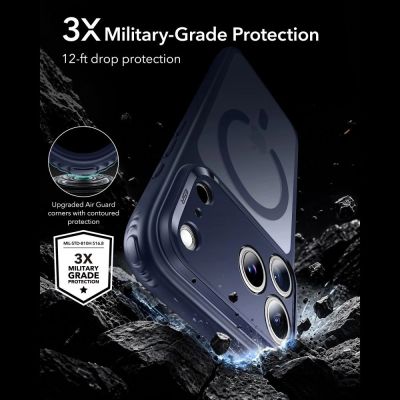 3. ESR Classic Hybrid MagSafe Hülle für iPhone 18 Pro / 17 Pro – Mattes Marineblau