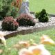17. Garten-Palisaden-Rasenkantenbeet aus Weide, 390 cm, grauer Stein
