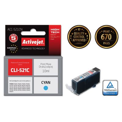 2. Activejet ACC-521CN Tinte (Ersatz für Canon CLI-521C; Supreme; 10 ml; blau)