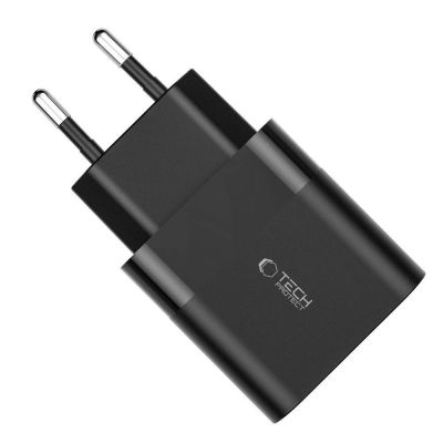 4. Tech-Protect C30W USB-C PD 30W / USB-A QC 3.0 Netzwerkladegerät – Schwarz
