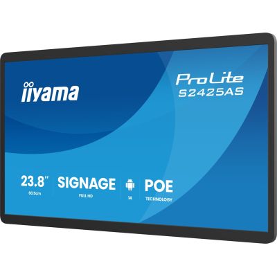 4. iiyama ProLite S2425AS-B1P Flachbildschirm Digital Signage 60,5 cm (23,8") LCD Wi-Fi 500 cd/m² Full HD Schwarz Eingebauter Prozessor Android 24/7