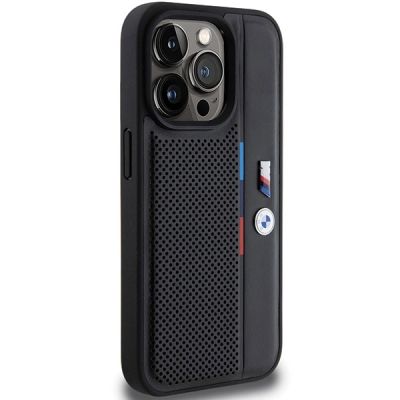 4. BMW Perforated Tricolor Line Hülle für iPhone 15 Pro – Schwarz