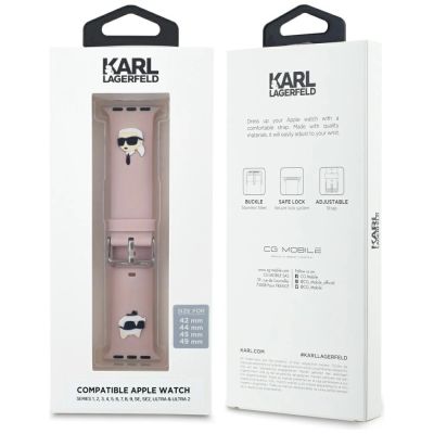 4. Karl Lagerfeld 3D Rubber Karl&Choupette Heads Armband für Apple Watch 42/44/45/49 mm – Rosa