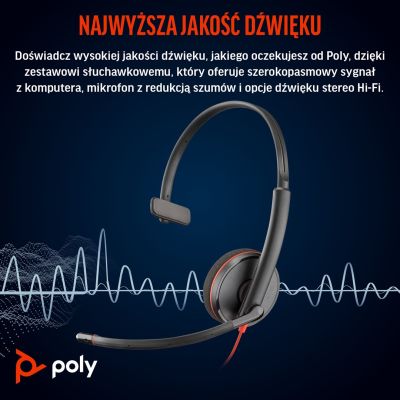 9. Poly Blackwire 3210 Mono-USB-C-Headset + USB-C/A-Adapter