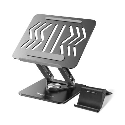 Wozinsky WRS-CPY84SB 360-Grad-Laptop- und Tablet-Ständer aus Aluminium + kostenloser Smartphone-Ständer – Schwarz