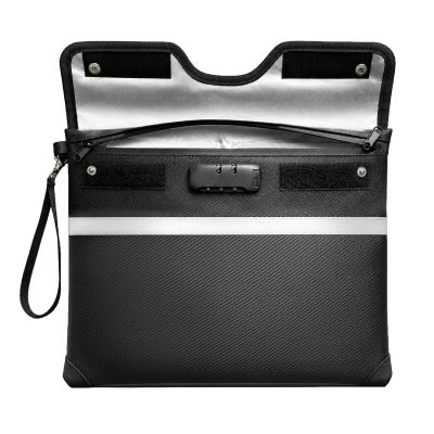 2. OTN-38 RFID-geschützte, feuerfeste Dokumententasche mit Zahlenschloss, 37,5 x 29,5 cm – Schwarz