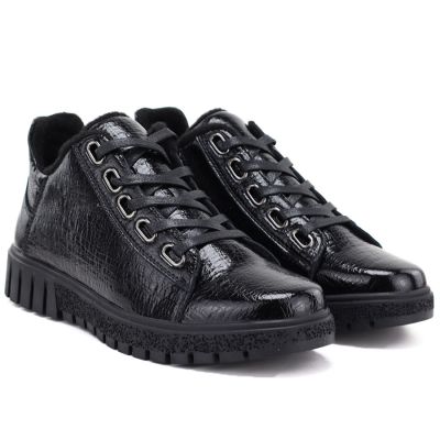 4. Damen-Ankle-Boots aus Lackleder, schwarz, Vinceza 133122