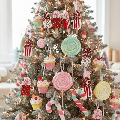 20. Eiscreme-Hängedekorationskugeln, 3 Stück, weiß