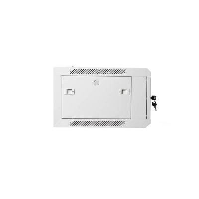 5. Wandmontierter Netzwerkschrank 19" 4U Rack 600x450, geschlossene Tür, grau, ungeteilt, montiert, 60 kg