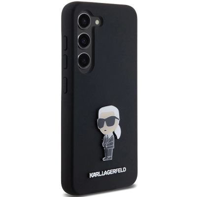 4. Karl Lagerfeld Silikon Ikonik Metal Pin Hülle für Samsung Galaxy S23+ – Schwarz