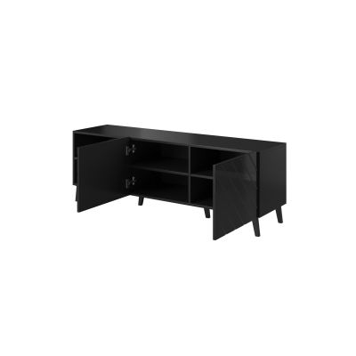 3. ABETO TV-Schrank 150x42x52 schwarz/glänzend schwarz