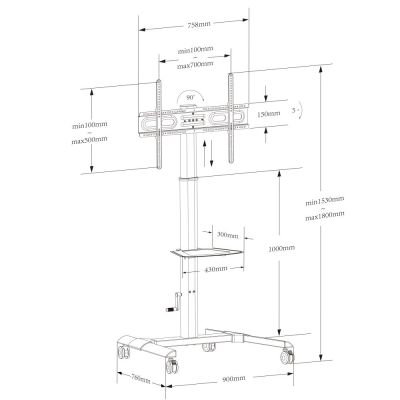 3. Techly ICA-TR228 Multimedia-Ständer Schwarzer Flachbildschirm Multimedia-Karte