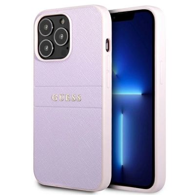 Guess Saffiano Stripe iPhone 13 Pro Max Hülle - Lila
