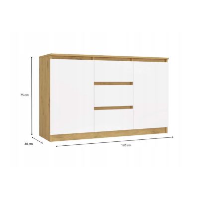 7. 2-türige Kommode mit 3 Schubladen, Artisan/Weiß, Set