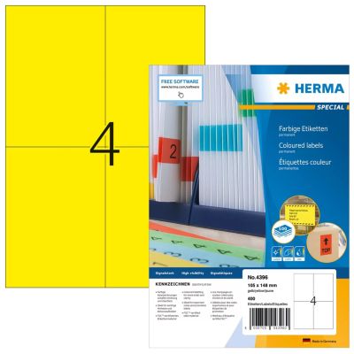 HERMA Etiketten A4 gelb 105 x 148 mm Papier matt 400 Stück