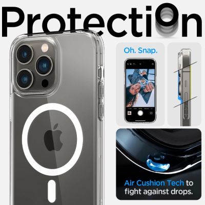 10. Spigen Ultra Hybrid Mag Case mit MagSafe für iPhone 14 Pro – Transparent und Weiß
