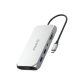 Orico XCR 12-in-1 USB-C Dockingstation: 2x USB-A 3.1, 1x USB-A 2.0, 1x USB-C PD 100W, 1x USB-C 3.1, 2x HDMI 2.0 4K 60 Hz, 1x DisplayPort 1.4 4K 60 Hz, 1x SD 3.0, 1x microSD 3.0, 1x RJ45 Gigabit Ethernet, 1x Audio, CTIA 3,5 mm – silber