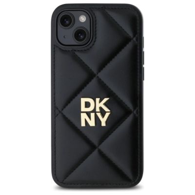 3. DKNY Quilted Stack Logo Hülle für iPhone 15 Plus – Schwarz
